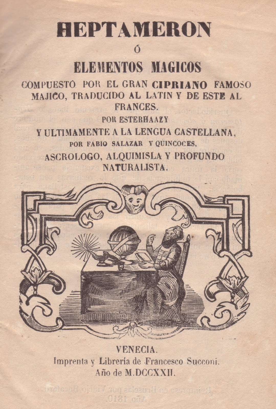 <i>Heptameron composto por Cipriano famoso mágico</i> 